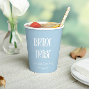 Light Blue Bride Tribe Bachelorette Party Paper Cups