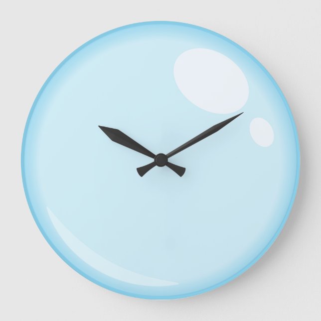Light Blue Bubble Bathroom Wall Clock (Front)