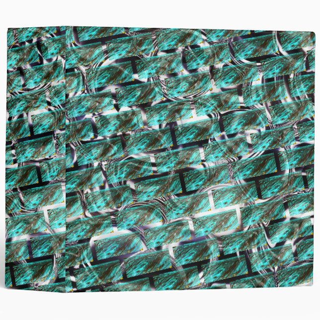 Light blue, bubbles upon grating or brick effect? 3 ring binder (Front/Spine)