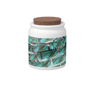 Light blue, bubbles upon grid or brick effect? candy jar