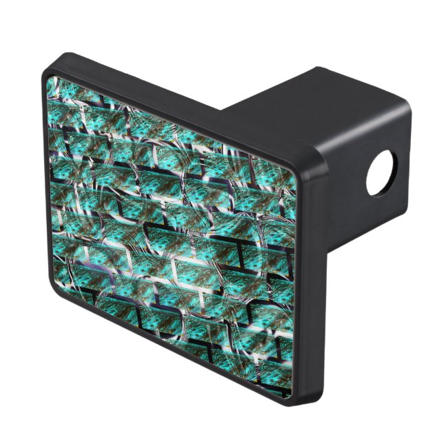 Light blue, bubbles upon grid or brick effect? hitch cover (Top Right)