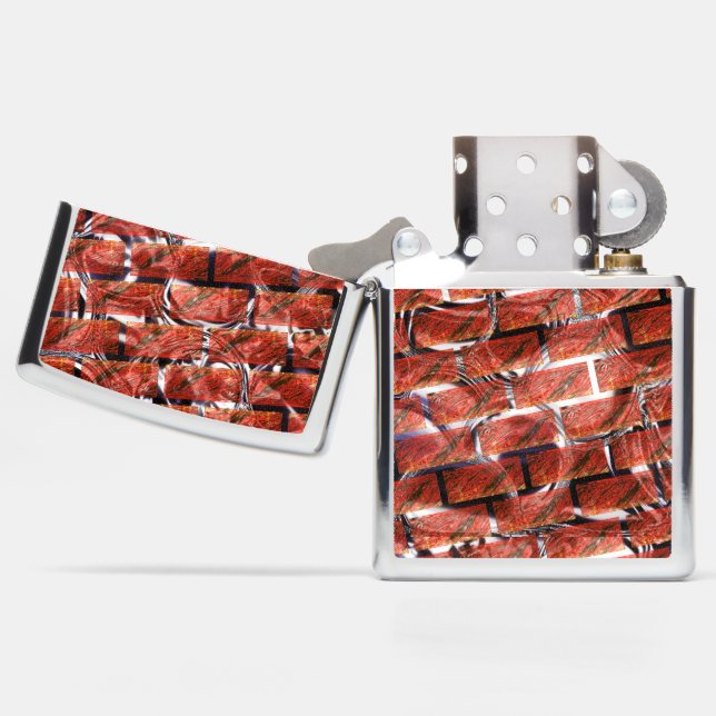 Light blue, bubbles upon grid or brick effect? zippo lighter (Opened)