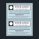 Light Blue Budget 2 in 1 Thank You Discount Code Flyer<br><div class="desc">Light blue thank you for your order card you can cut in two for two identical insert cards personalized with your logo,  discount code,  social media,  and website. Add a discount disclaimer as well and a thank you message.</div>