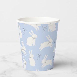 Light blue bunny bow easter lunch party paper cups