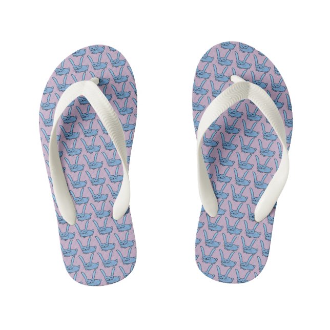 Light blue bunny kid's flip flops (Footbed)