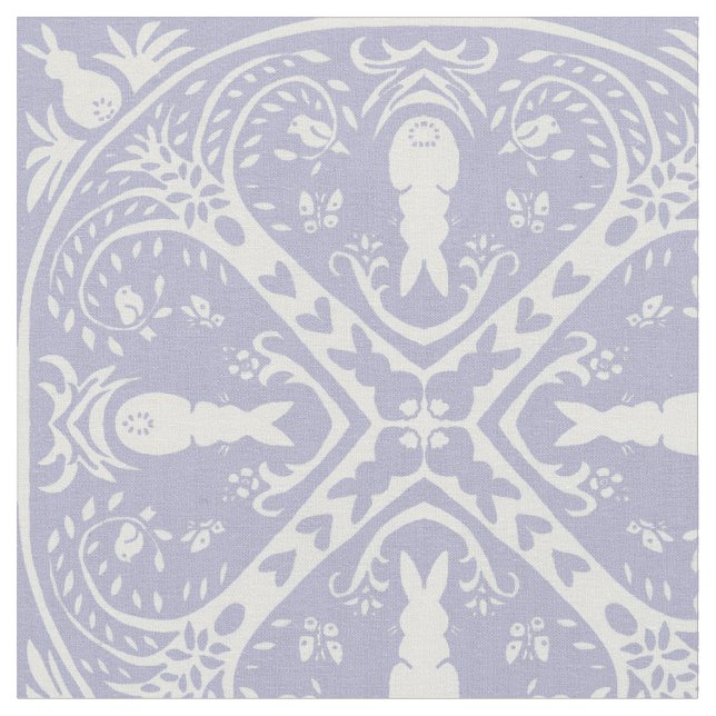 Light Blue Bunny Rabbit Pattern Baby Boy Nursery Fabric (Close Up)