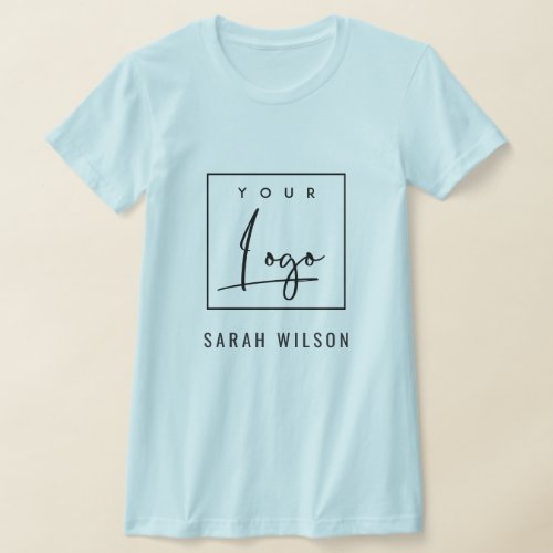 Light Blue Business Add Your Logo With Name T_Shirt