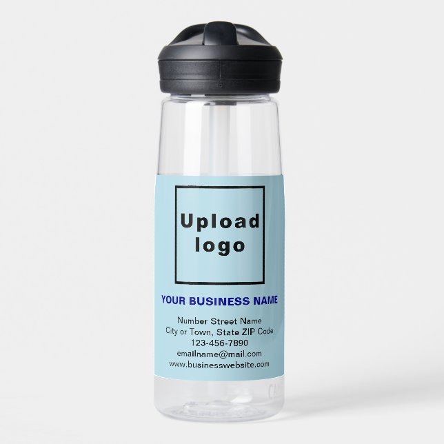 Light Blue Business Brand on 25 oz Water Bottle (Front)