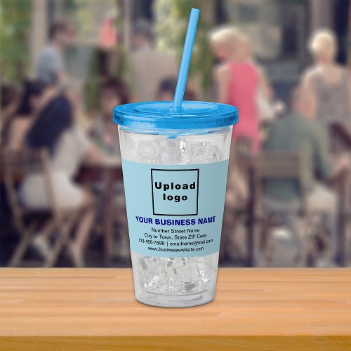 Light Blue Business Brand on Acrylic Tumbler