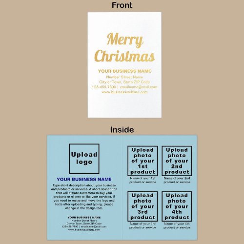 Light Blue Business Brand on Christmas Foil Card