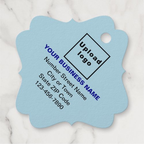 Light Blue Business Brand on Fancy Square Foil Tag