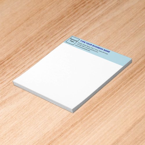 Light Blue Business Brand on Heading of Small Notepad