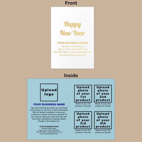 Light Blue Business Brand on New Year Foil Card