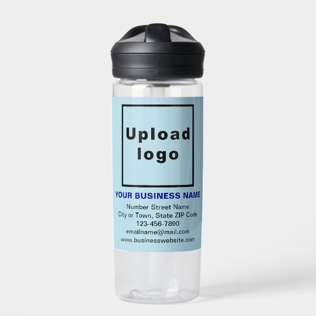Light Blue Business Brand on Plastic Water Bottle (Front)