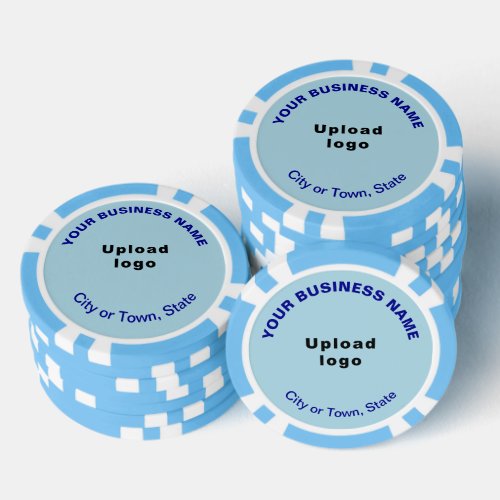 Light Blue Business Brand on Poker Chips