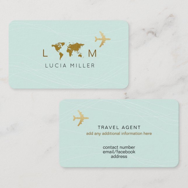 Light-Blue Business Card for a Travel Agent (Front/Back)