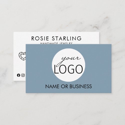 Light Blue Business Logo Handmade Jewelry Business Card