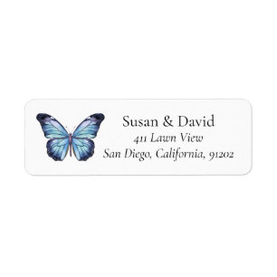 Light Blue Butterfly Address Label
