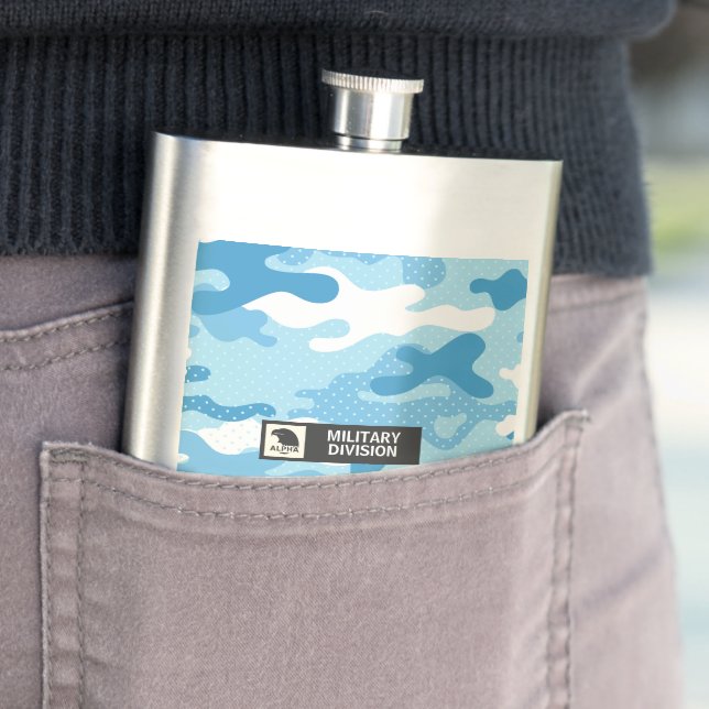 Light Blue Camouflage Pattern Military  Flask (In Situ)
