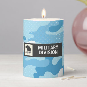 Light Blue Camouflage Pattern Pillar Candle