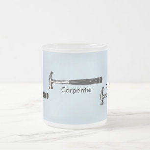 Light Blue    Carpenter Construction Woodworker Frosted Glass Coffee Mug