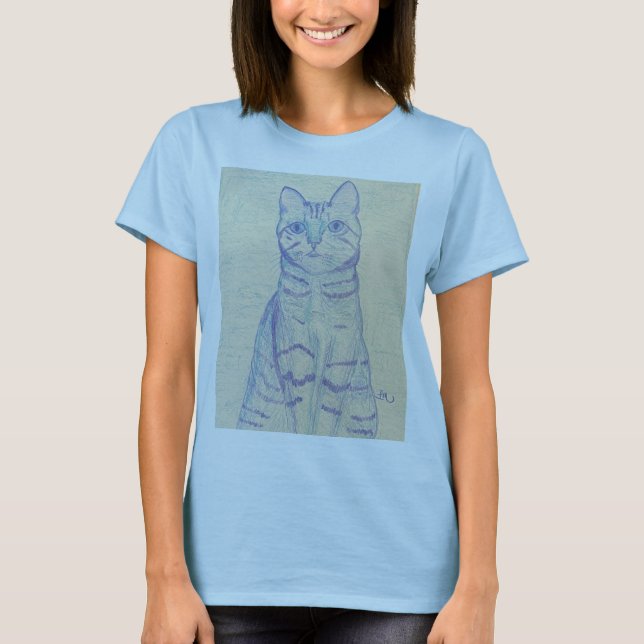 Light Blue Cat T-Shirt  (Front)