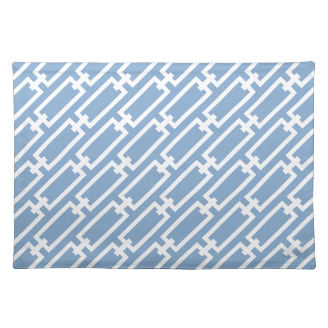 Light Blue Chain Links Geometric Pattern Cloth Placemat (Front)