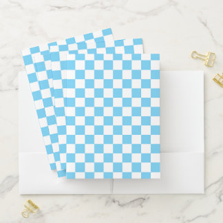 Light Blue Checkerboard Pattern Pocket Folder