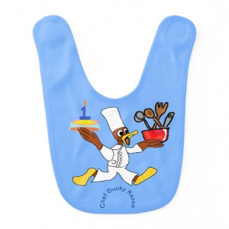Light Blue Chef Ducky Kazoo Baby Bib