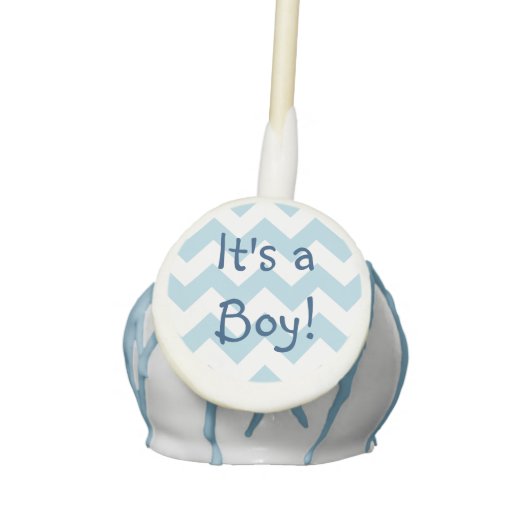 Light Blue Chevron Baby Shower Cake Pops (Front)