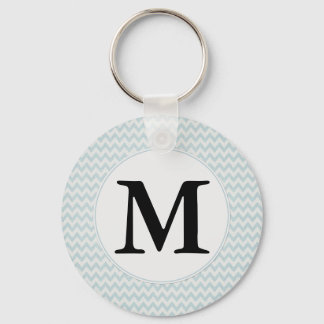 Light Blue Chevron Monogram Keychain