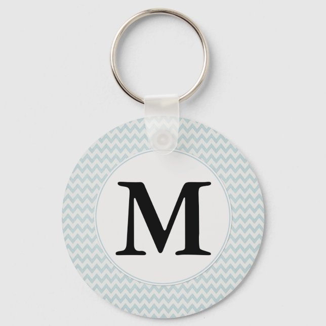 Light Blue Chevron Monogram Keychain (Front)