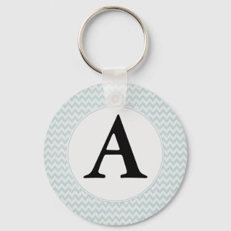 Light Blue Chevron Monogram Keychain