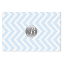 Light Blue Chevron Print Monogram Letter Initial Tissue Paper