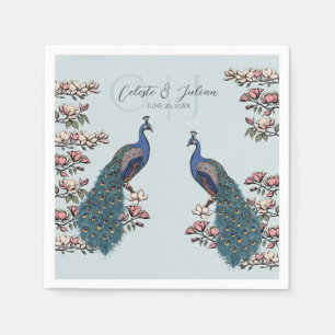 Light Blue Chic Teal Peacock Wedding Napkins