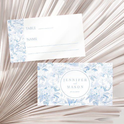 Light blue chinoiserie wedding Flat Place Card