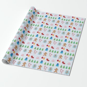 Light Blue Christmas Pattern Wrapping Paper | Zazzle