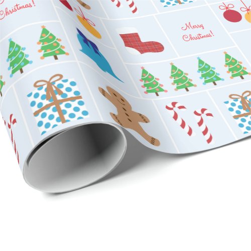 Light Blue Christmas Pattern Wrapping Paper