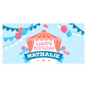 Light Blue Circus Tent Birthday Banner Party Decor