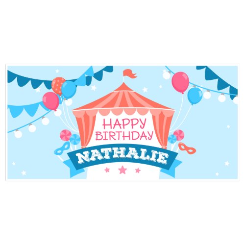 Light Blue Circus Tent Birthday Banner Party Decor