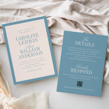 Light Blue Classic Elegant Double-Sided Wedding 
