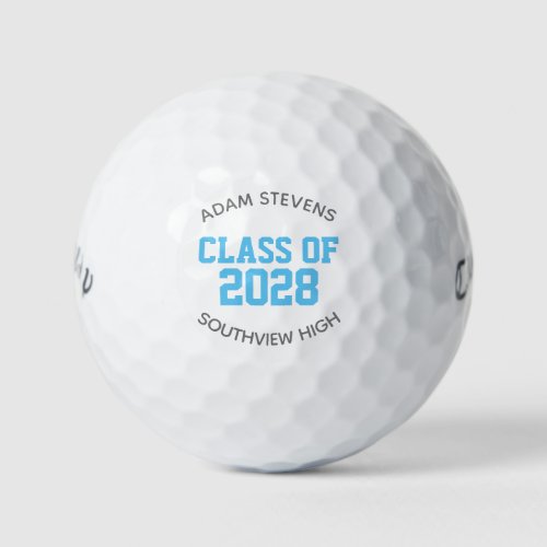 Light Blue Classic Varsity Graduate Class Gift Golf Balls