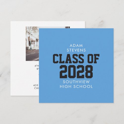 Light Blue Classic Varsity Graduate Party Invitation