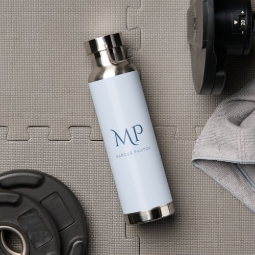 Light Blue Classy Initials and Name Water Bottle
