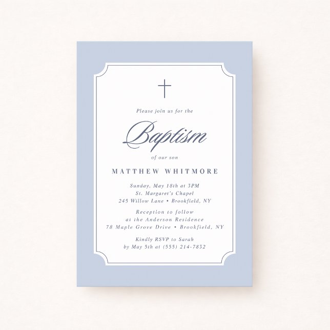 Light Blue Clipped Corners Baptism Invitation (Creator Uploaded)