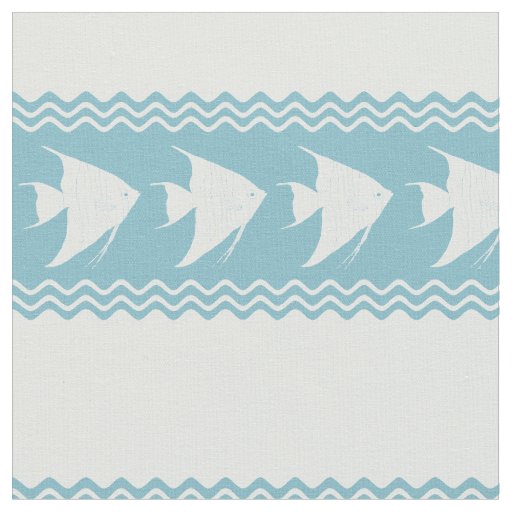 Light Blue Coastal Angelfish Stripes Fabric