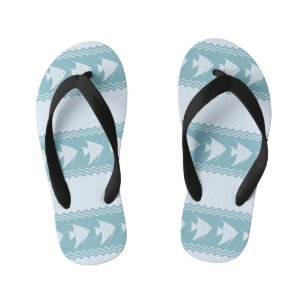 Light Blue Coastal Angelfish Stripes Kid's Flip Flops