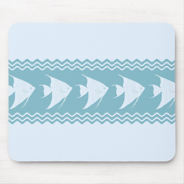 Light Blue Coastal Angelfish Stripes Mouse Pad (Front)
