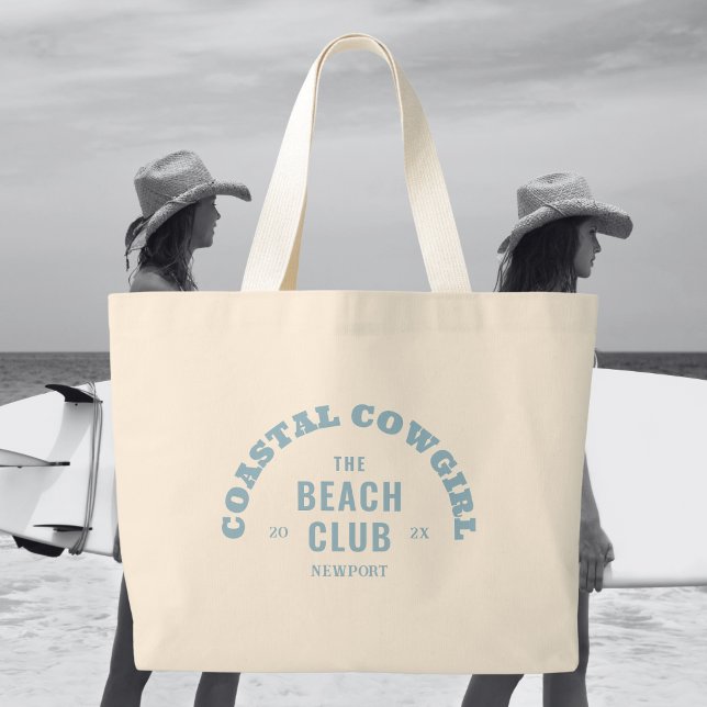 Light Blue Coastal Cowgirl The Bach Club Large Tote Bag (Creator Uploaded)
