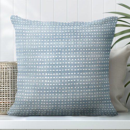 Light Blue Coastal Dotted Line Pattern Throw Pillow